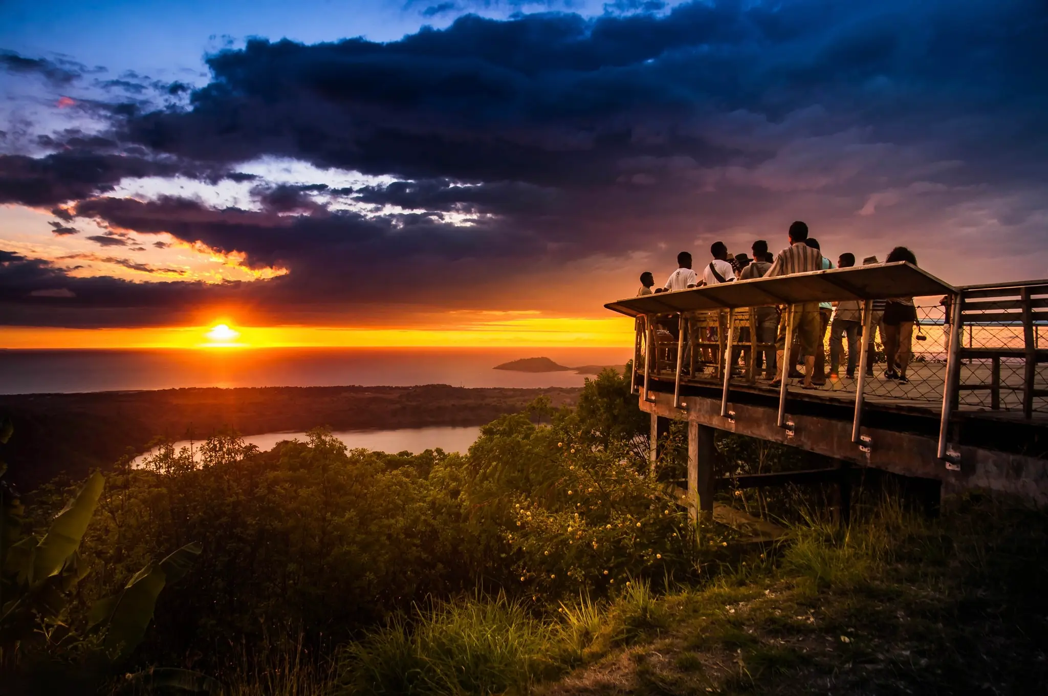 Mont Passot sunset view over the crater lake on Nosy Be island