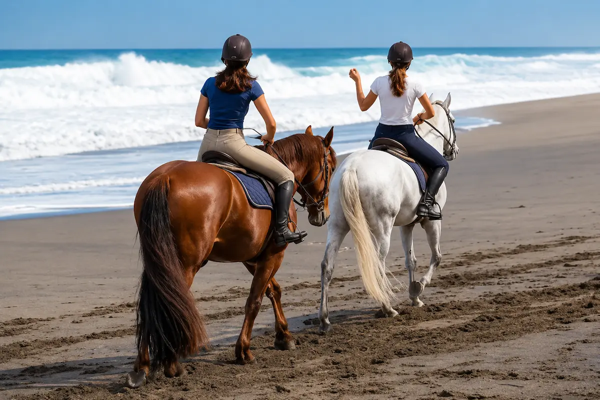 Beach horseback riding tour ocean