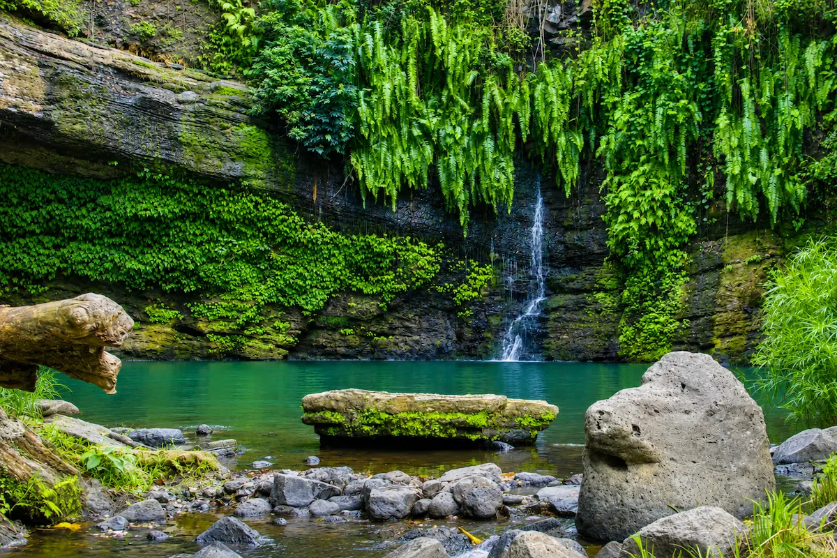 Emerald waterfall natural pool in Nosy Be Madagascar