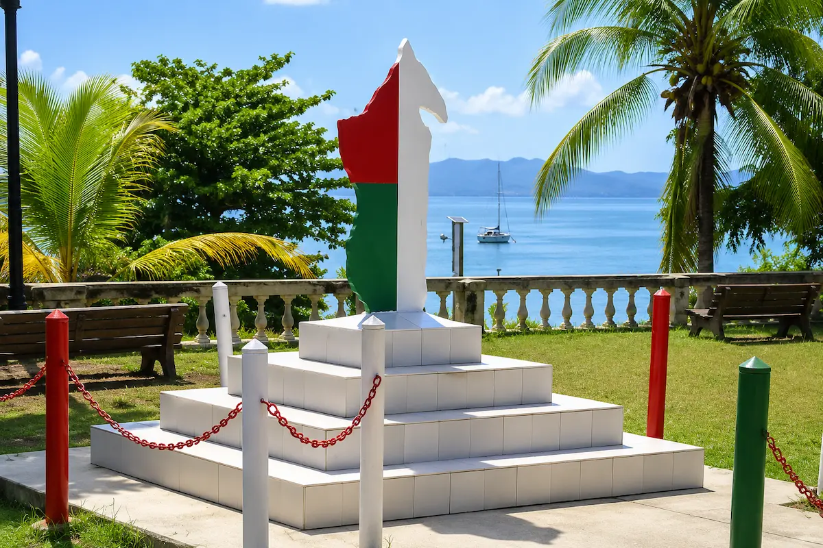 Hell-Ville seafront memorial monument in Nosy Be Madagascar