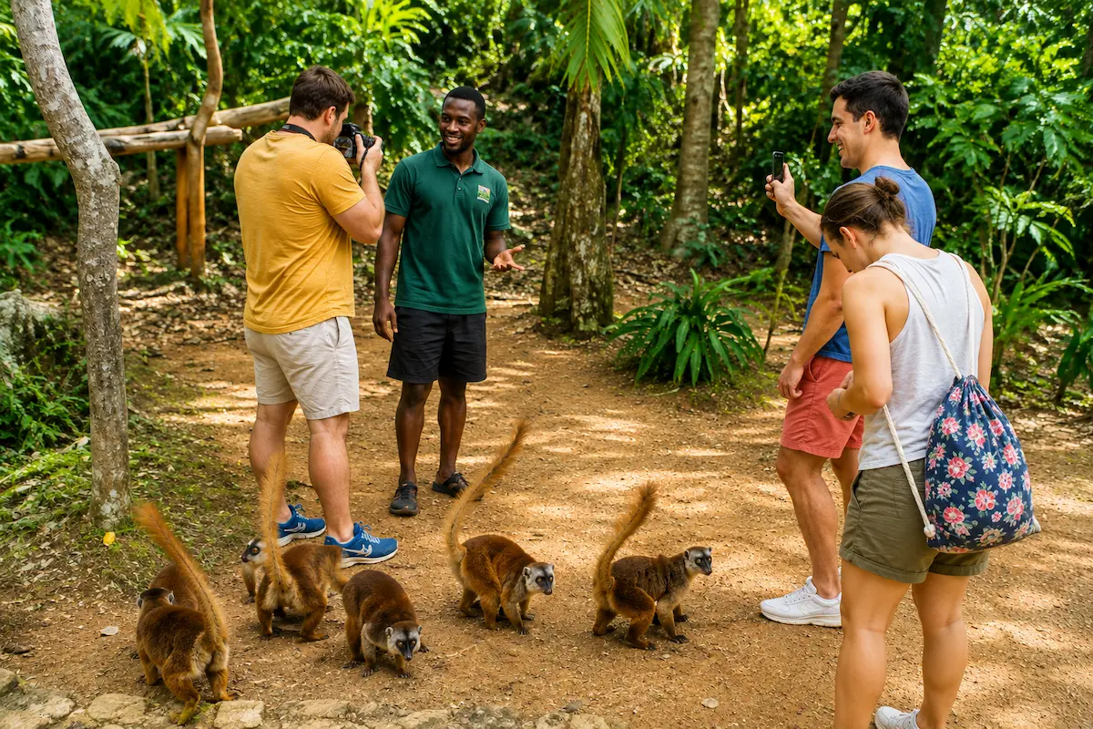 Lemur Encounter with Tourists on Nosy Komba