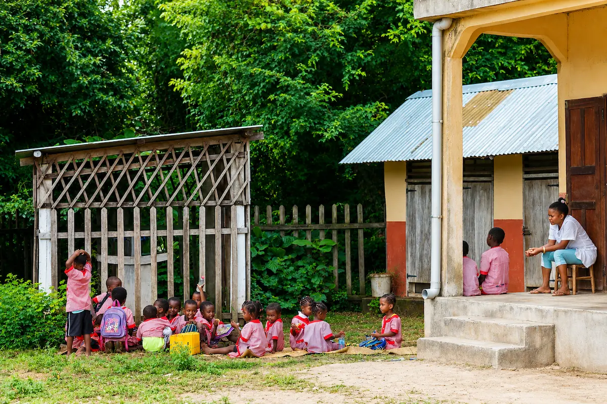 Local primary school children in rural Madagascar