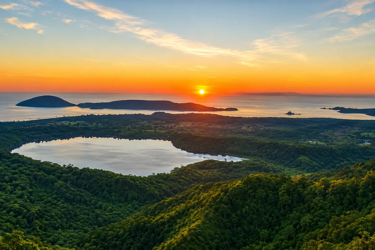 Sunset over Nosy Be from Mont Passot summit Madagascar