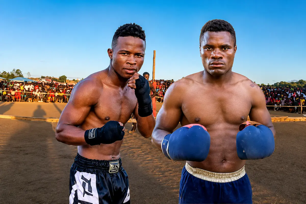 Moraingy fighters face-off before traditional boxing match in Nosy Be Madagascar