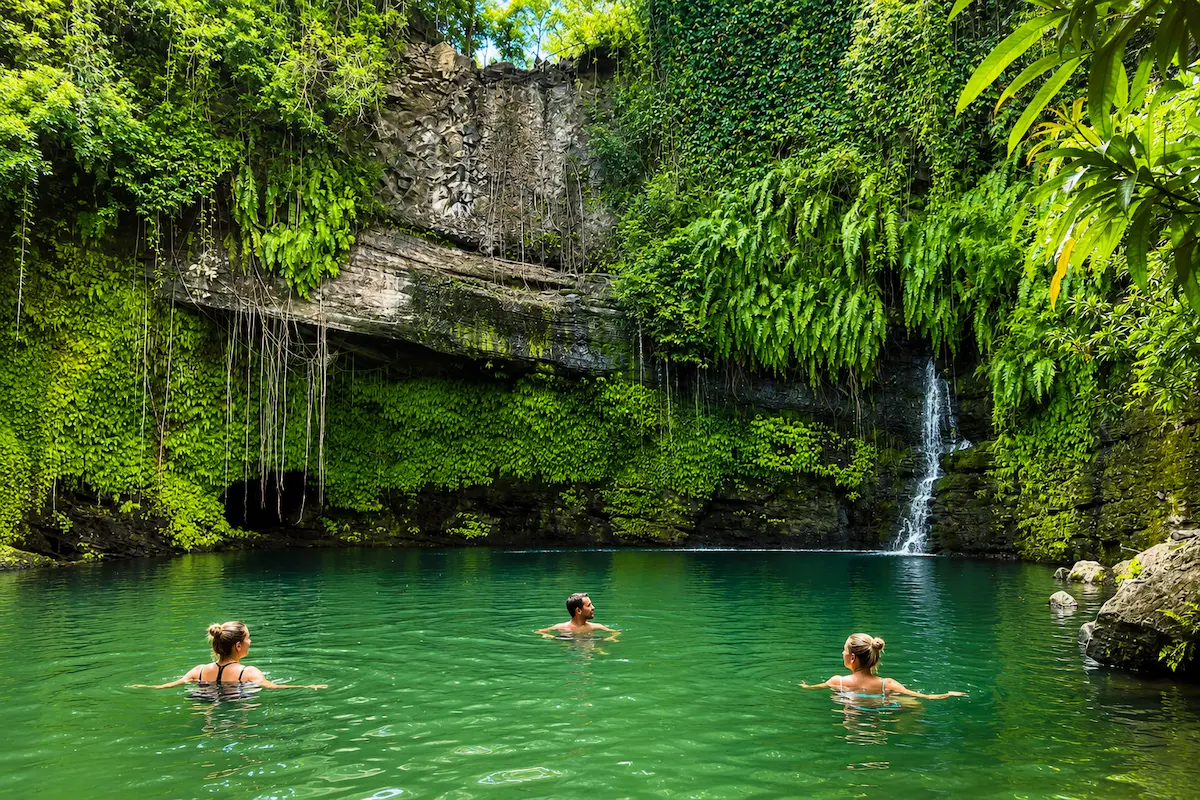 Natural waterfall oasis in Nosy Be Madagascar