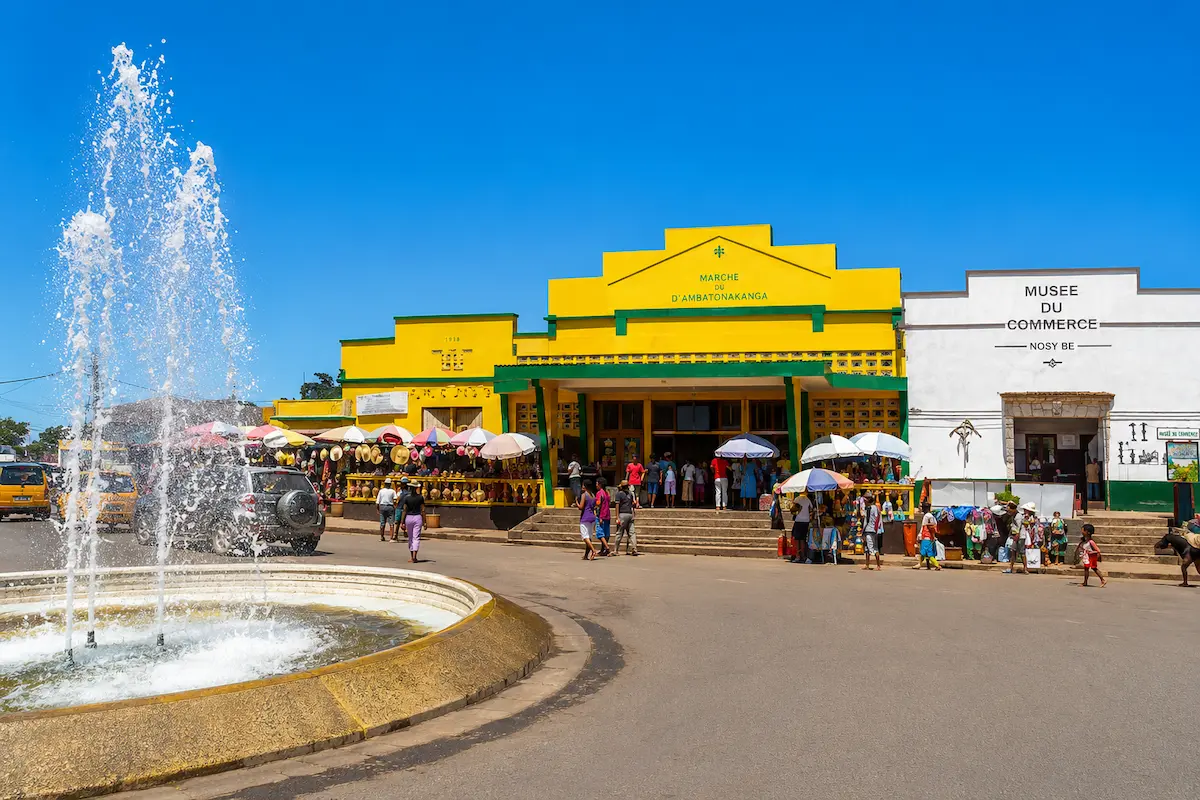 Nosy Be public market fountain in Madagascar