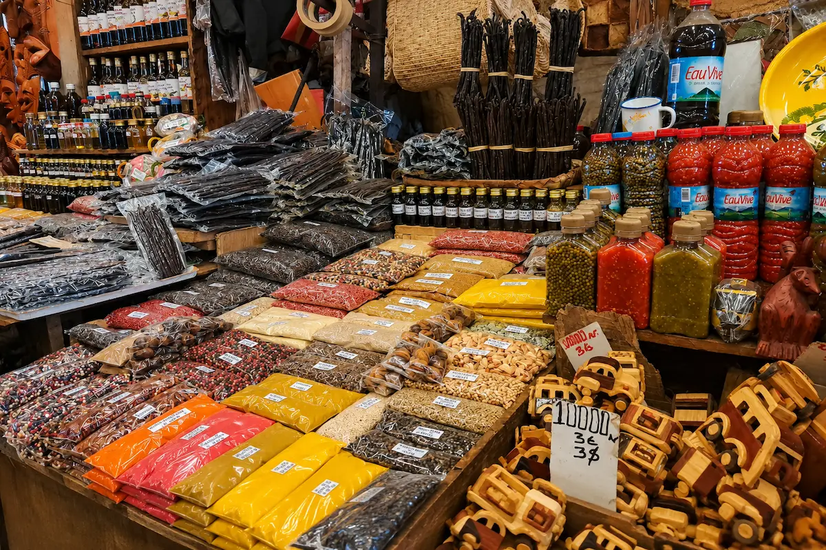 Nosy Be spice and vanilla market in Madagascar