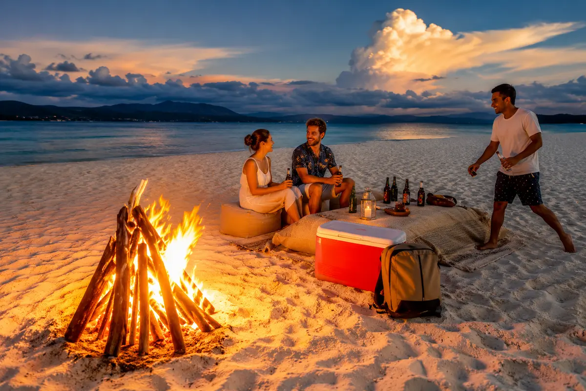 Nosy Iranja beach bonfire night in Madagascar