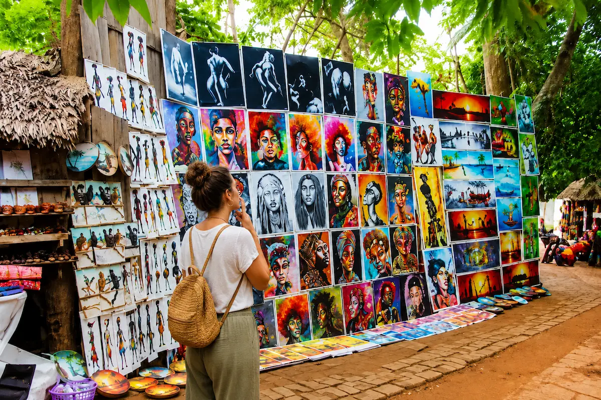 Nosy Komba handicraft market selling local artisan souvenirs Madagascar