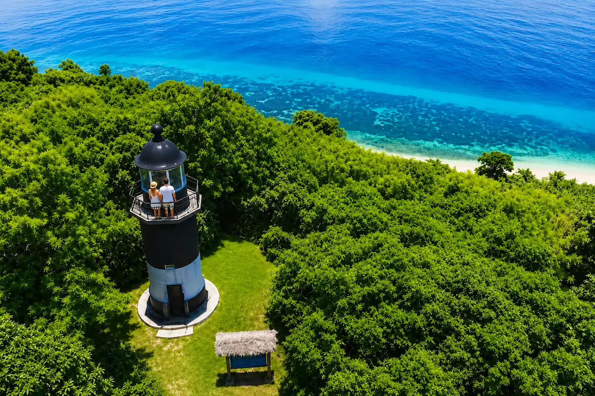 Nosy Tanikely lighthouse in marine reserve near Nosy Be Madagascar