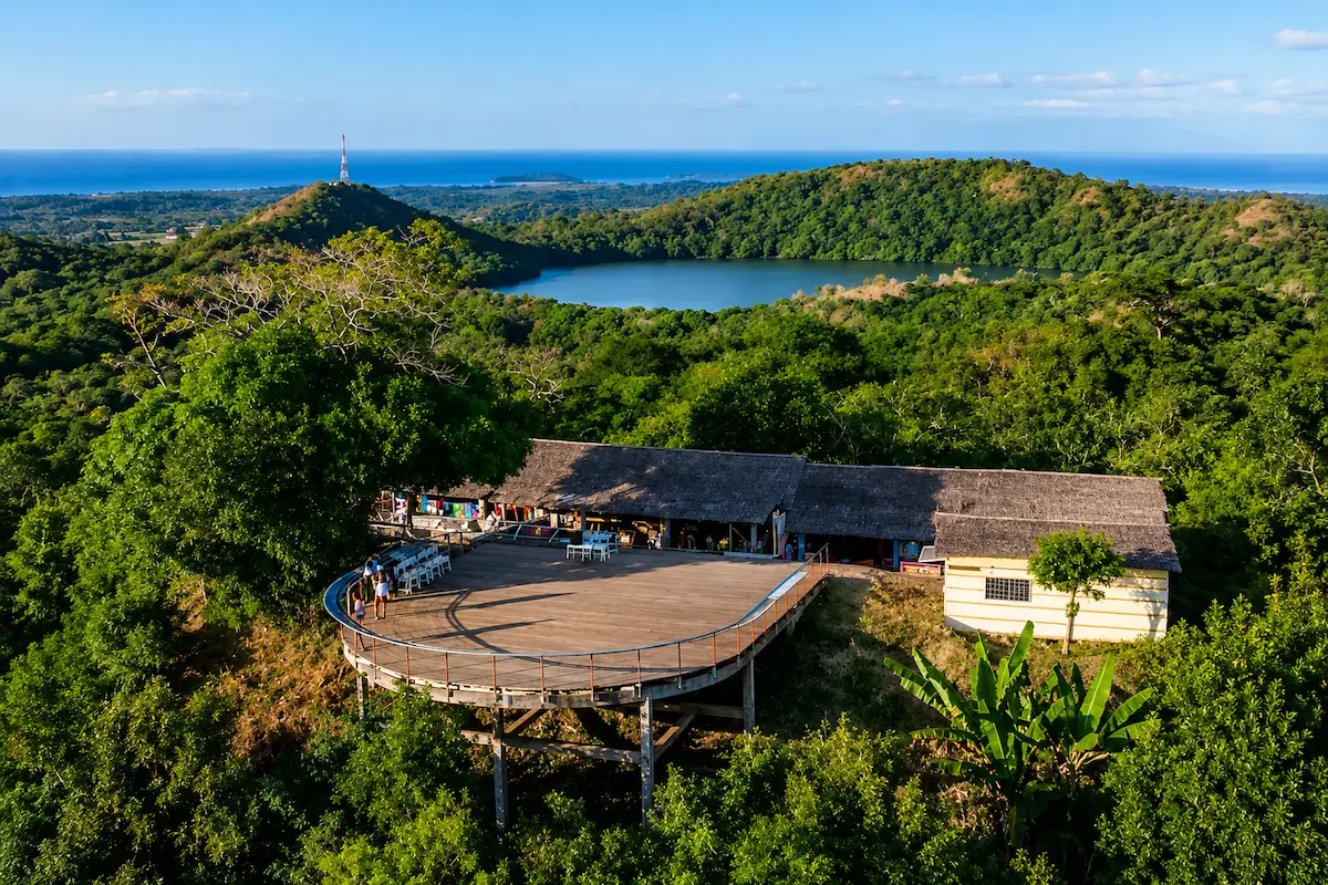 Panoramic view of the Mont Passot lakes in Nosy Be, Madagascar