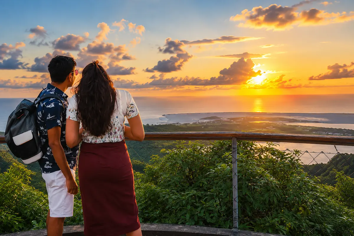 Romantic sunset at Mont Passot viewpoint in Nosy Be Madagascar