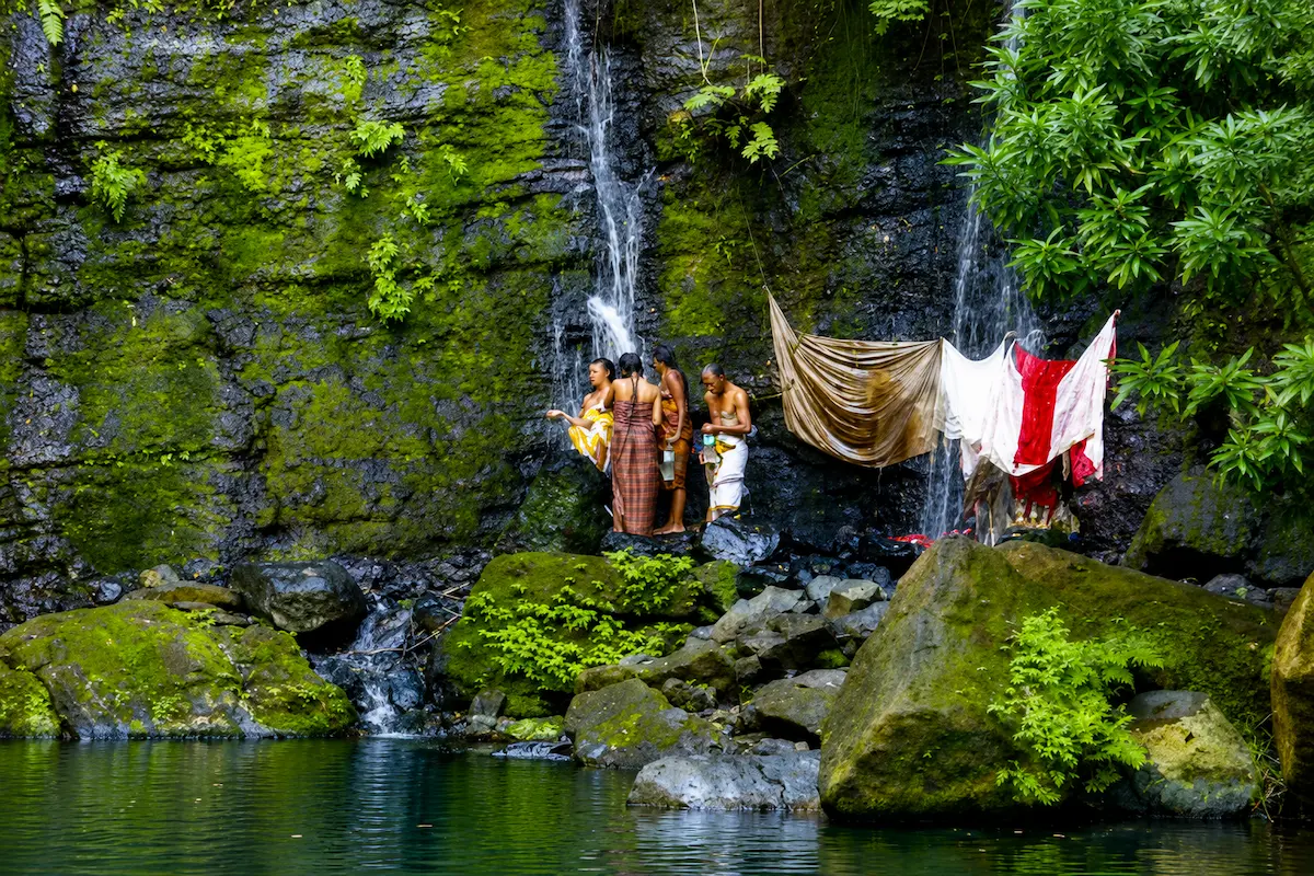 Sacred waterfall cultural ceremony in Madagascar