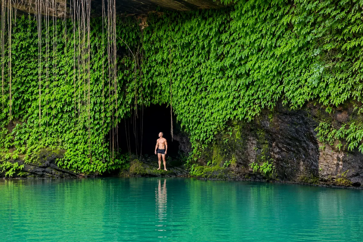 Sacred waterfall surrounded by lush nature in Nosy Be Madagascar