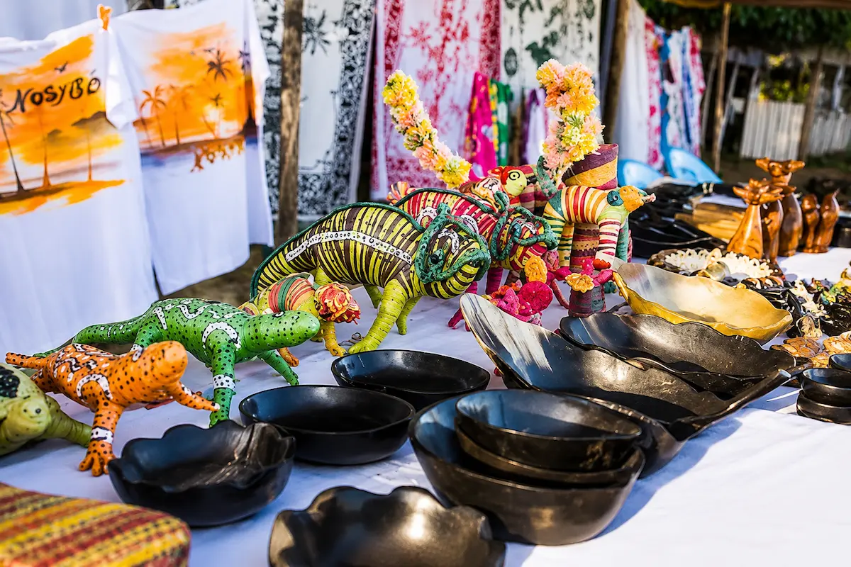 Shopping for local crafts in Nosy Sakatia, Madagascar