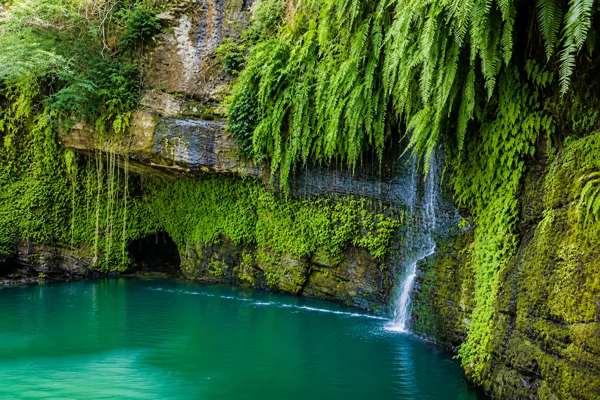 Scenic waterfall in Nosy Be Madagascar