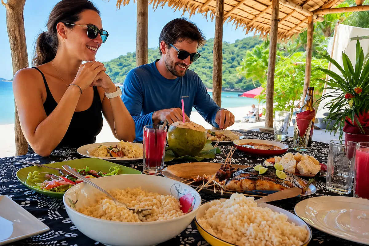 Traditional Malagasy food at Lokobe National Park in Nosy Be Madagascar