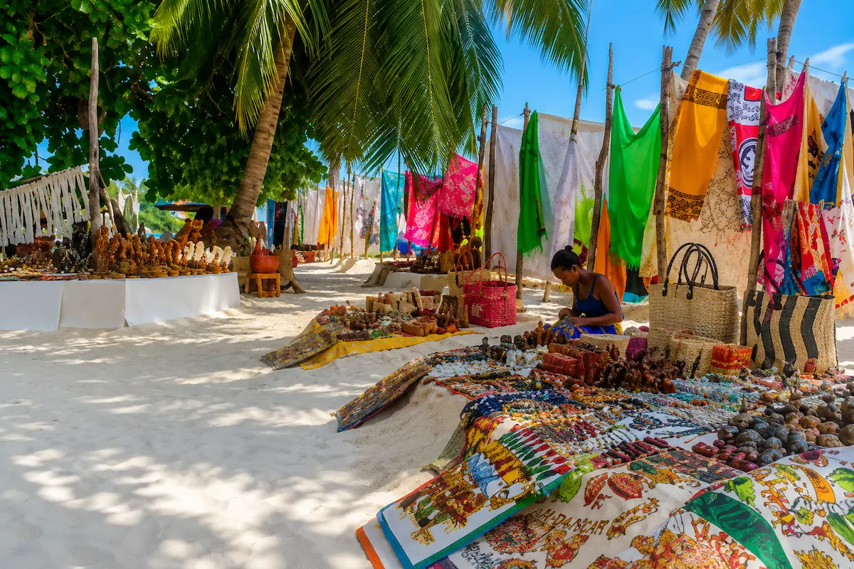 Traditional shopping area on Nosy Iranja Island, Madagascar