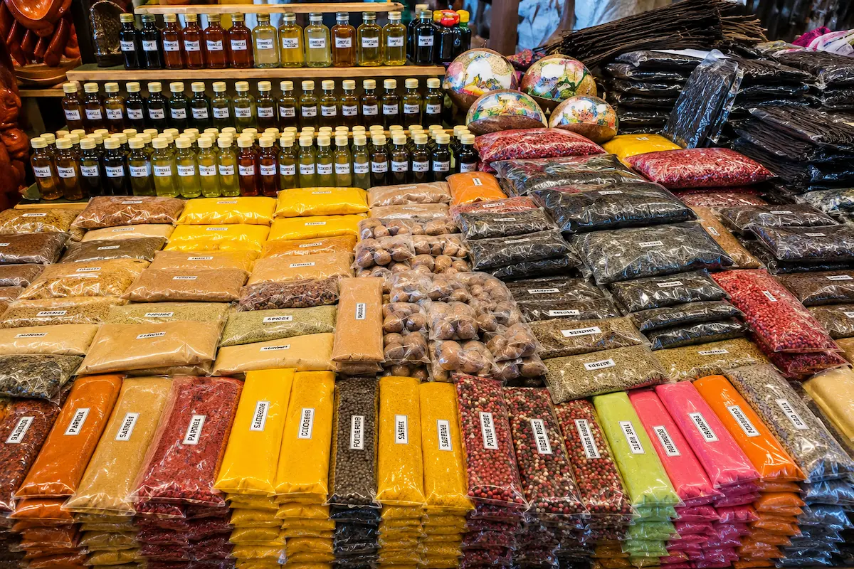 Traditional spice market in Nosy Be Madagascar