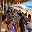 Guests enjoying a beach lunch at Nosy Sakatia, Madagascar