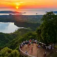 Mont Passot observation deck at sunset overlooking Nosy Be