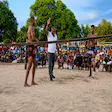 Moraingy referee starting traditional boxing fight in Nosy Be Madagascar