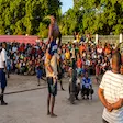 Moraingy fighter victory celebration after traditional Malagasy boxing match