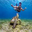 Snorkeling with giant sea turtles at Nosy Sakatia, Madagascar