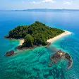 Aerial view of Nosy Tanikely marine reserve park in Nosy Be Madagascar