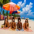 Tourists relaxing on Nosy Iranja Beach, Madagascar