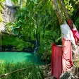 Sacred waterfall with natural swimming pool in Nosy Be Madagascar