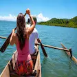Traditional pirogue boat at Lokobe National Park in Nosy Be Madagascar