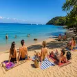 Tropical beach getaway and white sand at Nosy Sakatia