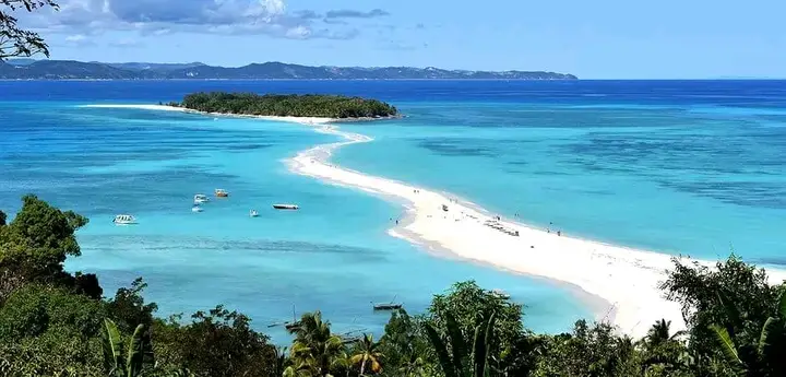 Crystal-clear waters and white sand beach of Nosy Iranja, a stunning tourist destination near Nosy Be, Madagascar in 2025