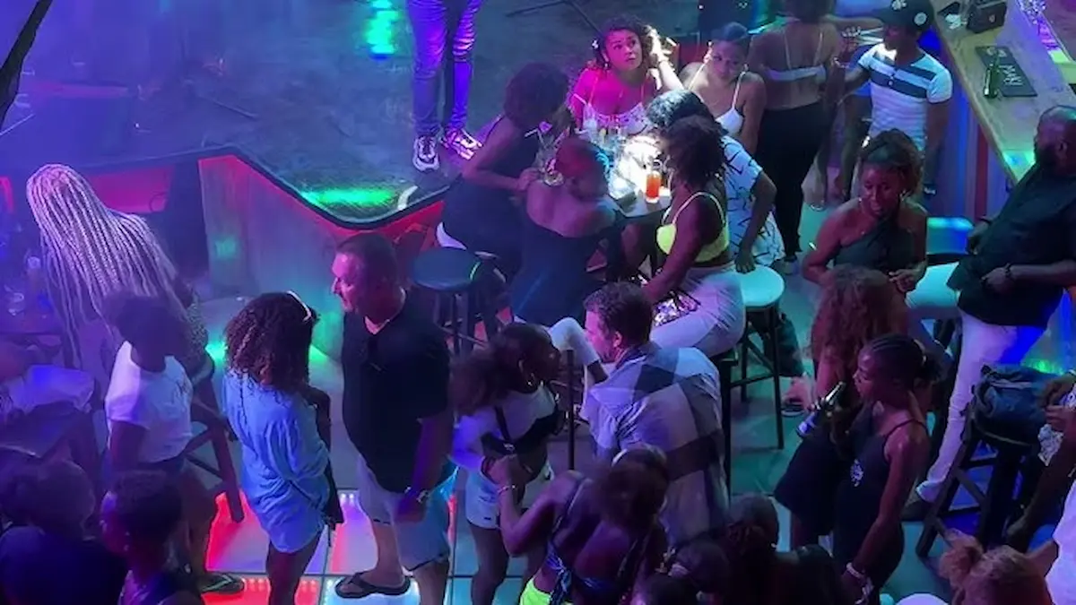 Discotheque interior with dancing in Nosy Be Madagascar